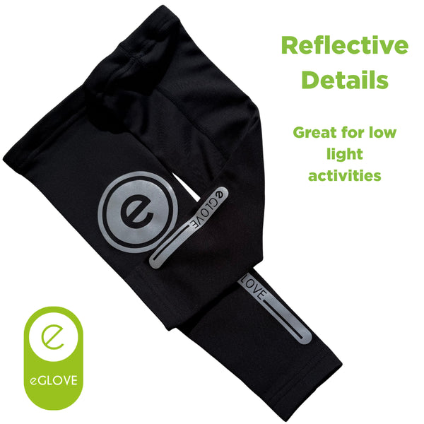 eGLOVE Hi-Vis Armsleeves – Black | Reflective Running Arm Warmers