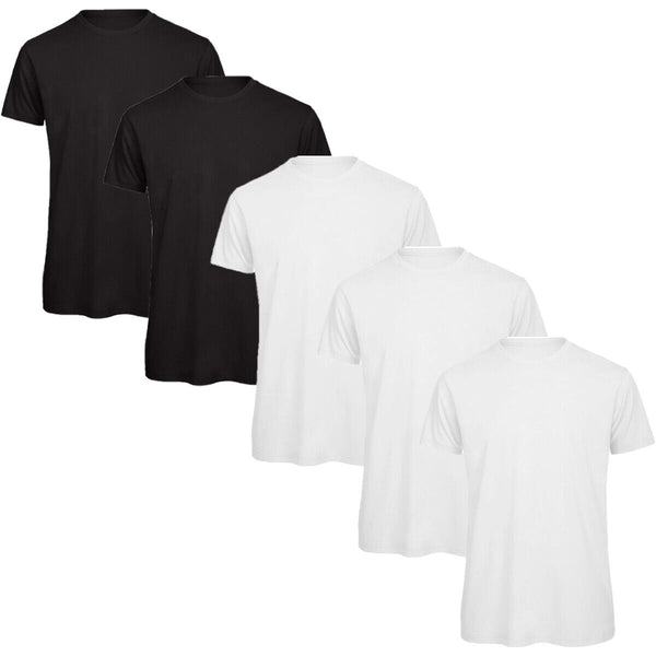 Mens Crew Neck Tee 100% Cotton 5 or 10 Pack Plain T Shirt