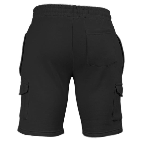 Mens Elastic Waist Casual Sports Cargo Fleece Shorts