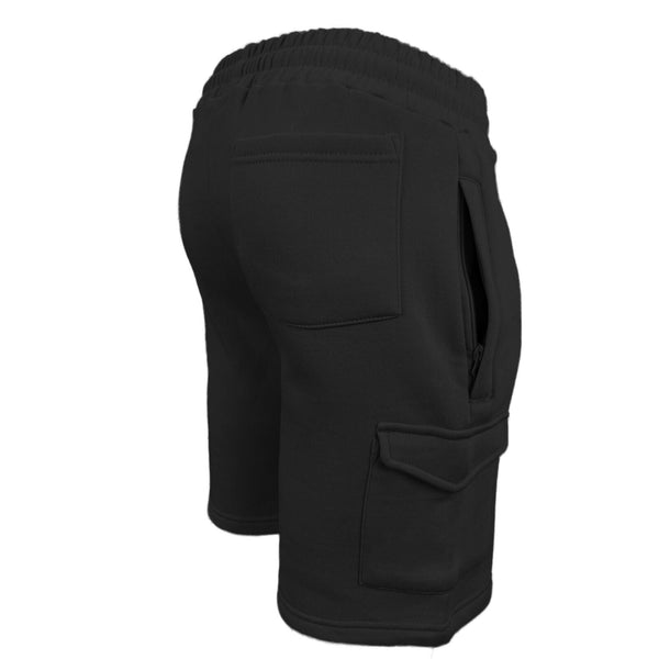 Mens Elastic Waist Casual Sports Cargo Fleece Shorts