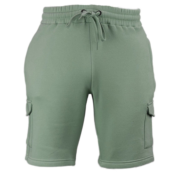 Mens Elastic Waist Casual Sports Cargo Fleece Shorts