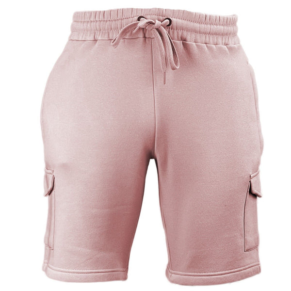 Mens Elastic Waist Casual Sports Cargo Fleece Shorts