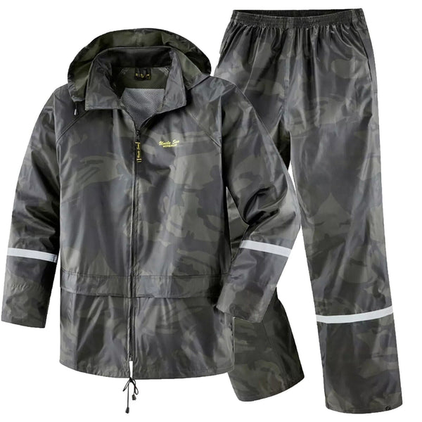 Mens Camouflage Over Trousers & Jacket Co-ord Set Rainsuit