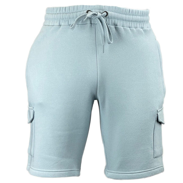 Mens Elastic Waist Casual Sports Cargo Fleece Shorts