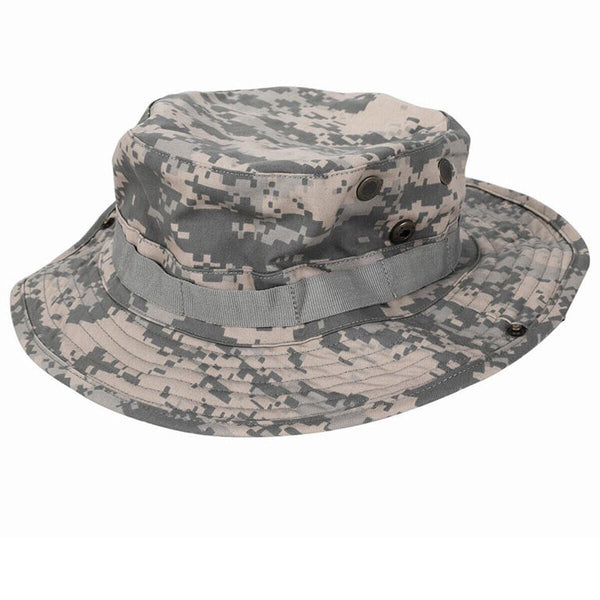 Mens Safari Jungle Bucket Boonie Bush Hat with Wide Brim & Chin Strap