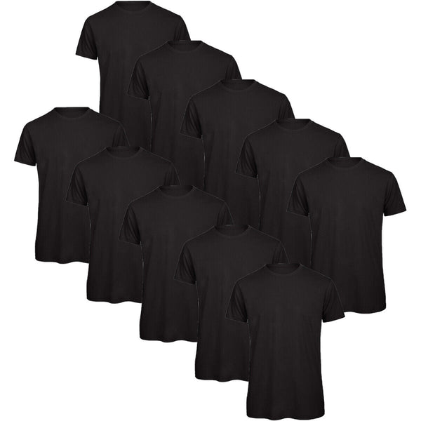 Mens Crew Neck Tee 100% Cotton 5 or 10 Pack Plain T Shirt
