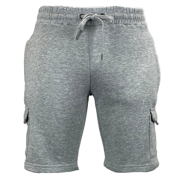Mens Elastic Waist Casual Sports Cargo Fleece Shorts