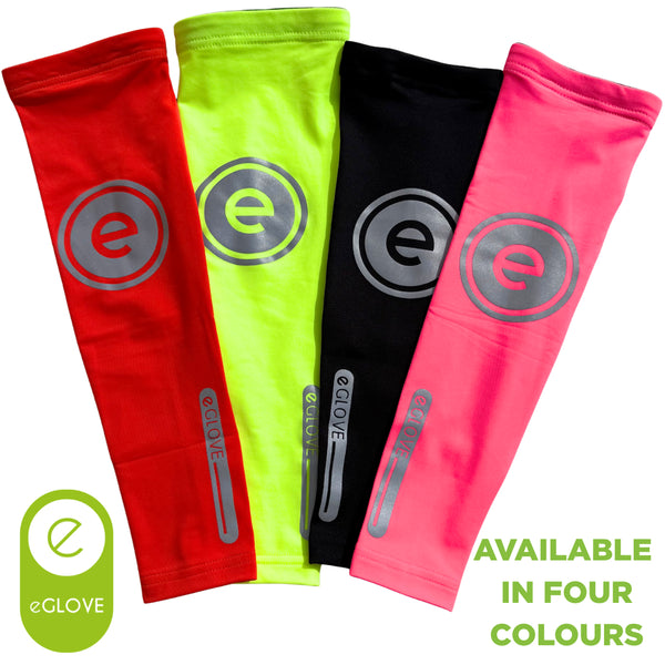 eGLOVE Hi-Vis Armsleeves – Black | Reflective Running Arm Warmers