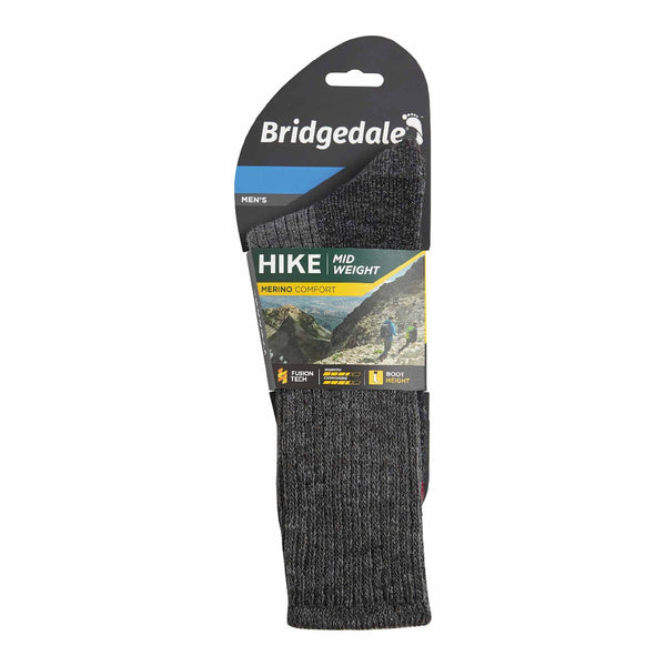 1 Pack Mens Hiking Midweight Merino Wool Cushioned Boot Socks
