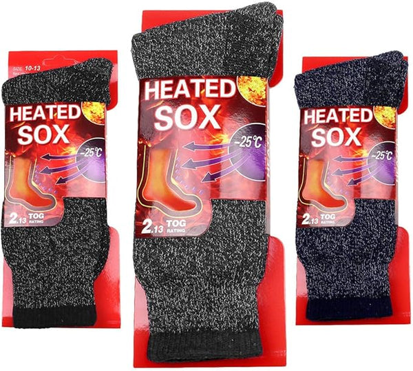Mens Winter Warm 2.13 Tog Thermal Socks - Pack of 3