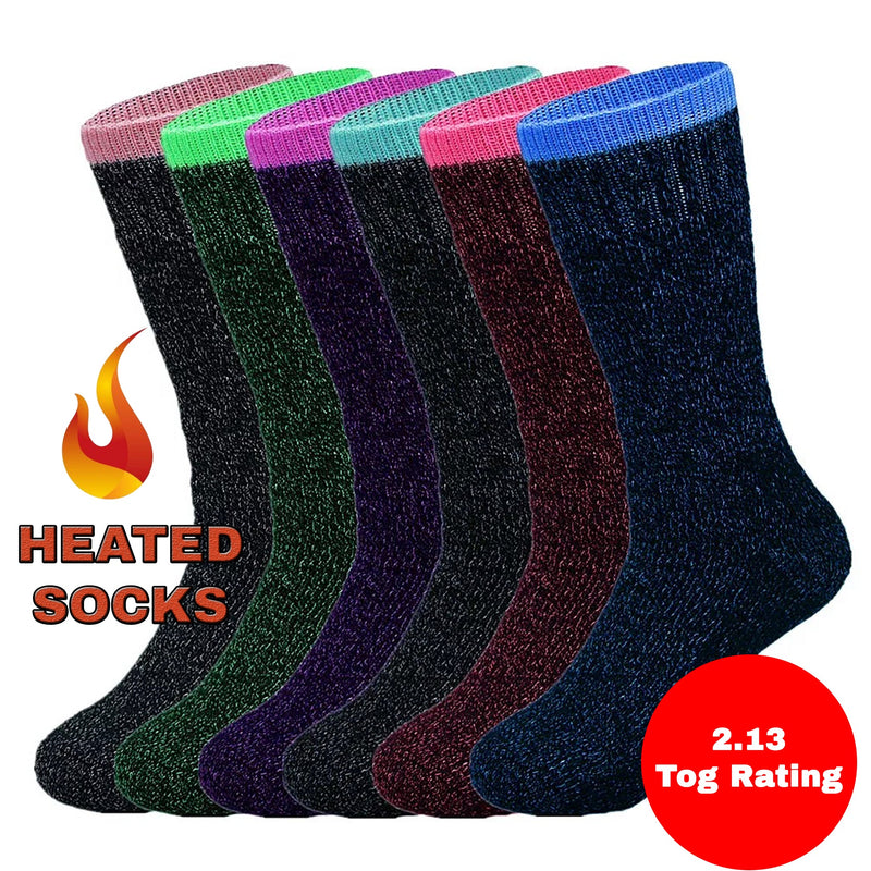 Ladies Winter Warm 2.13 Tog Thermal Socks - Pack of 6
