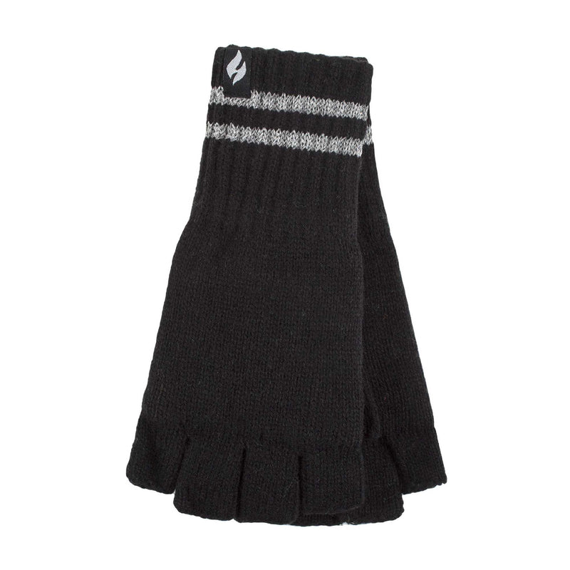 Mens Hi Vis Reflective Fleece Lined Thermal Winter Fingerless Gloves