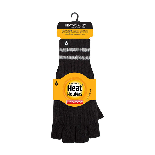 Mens Hi Vis Reflective Fleece Lined Thermal Winter Fingerless Gloves