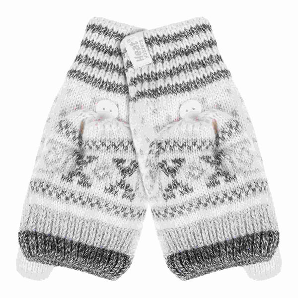 Ladies Warm Fairisle Patterned Thermal Fingerless Converter Gloves