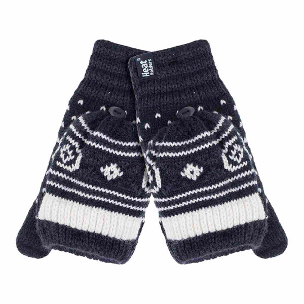 Ladies Warm Fairisle Patterned Thermal Fingerless Converter Gloves