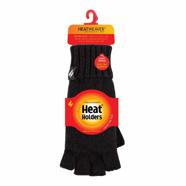 Ladies Knitted Fleece Lined Winter Thermal Fingerless Gloves