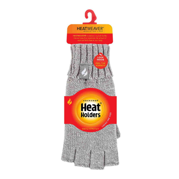 Ladies Knitted Fleece Lined Winter Thermal Fingerless Gloves
