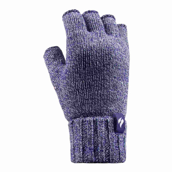 Ladies Knitted Fleece Lined Winter Thermal Fingerless Gloves