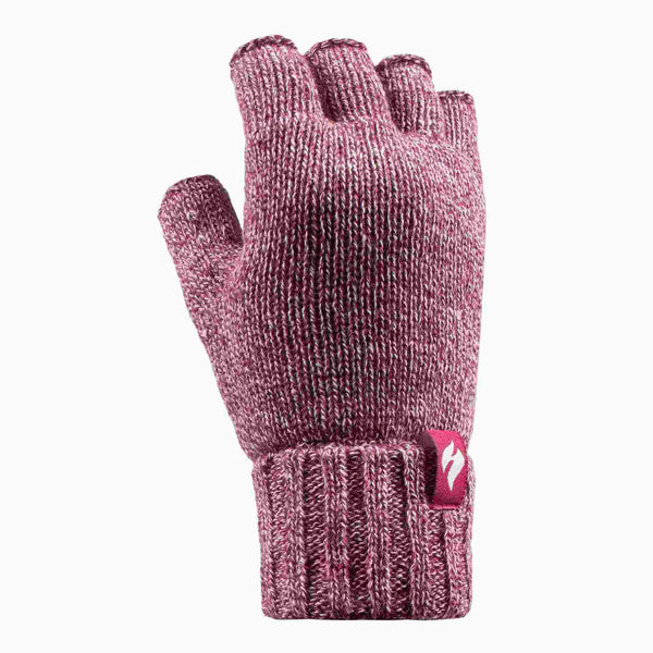 Ladies Knitted Fleece Lined Winter Thermal Fingerless Gloves