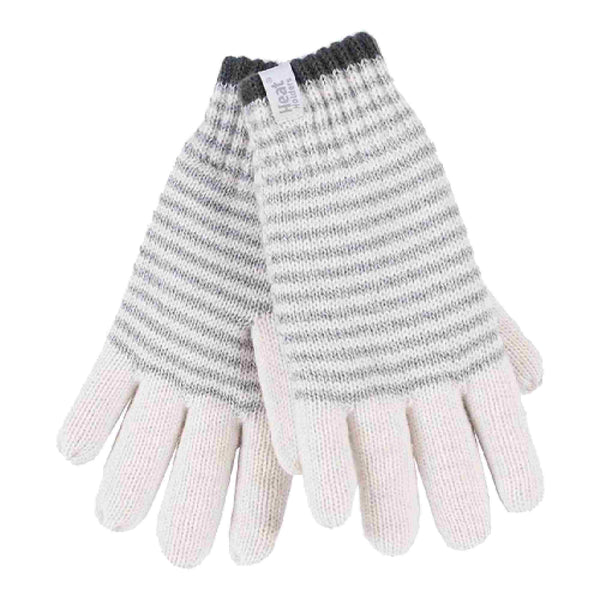 Ladies Striped Fleece Lined Knitted Warm Thermal Winter Gloves