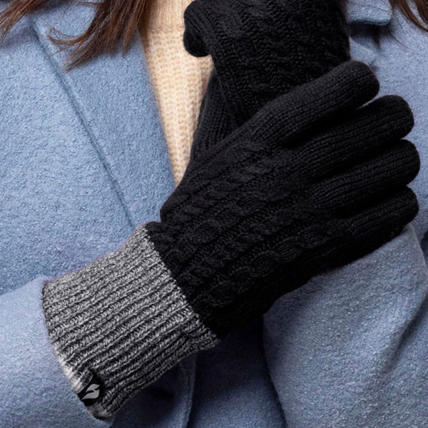 Ladies Patterned Fleece Lined Warm Thermal Gloves for Winter