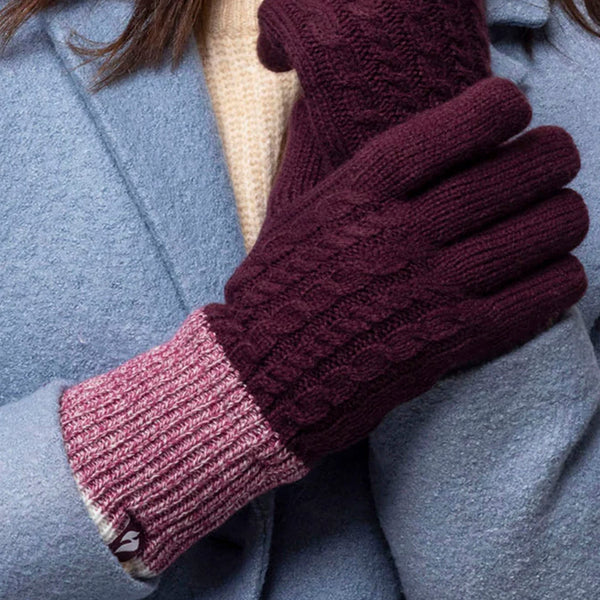 Ladies Patterned Fleece Lined Warm Thermal Gloves for Winter