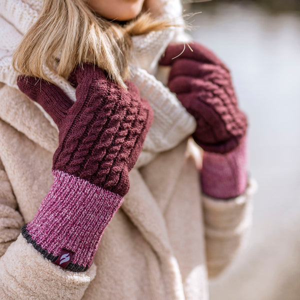 Ladies Patterned Fleece Lined Warm Thermal Gloves for Winter