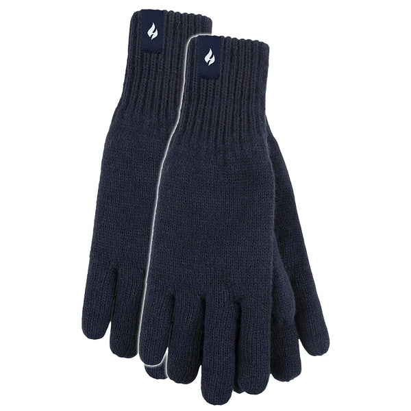 Mens Thermal Gloves with Protective Ribbed Cuff - 2 Pack