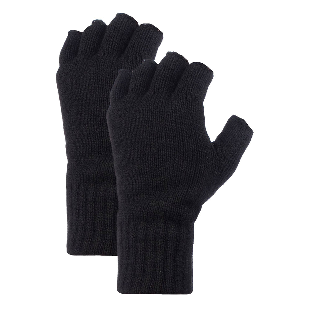 Mens Fingerless Gloves with Thermal Fleece Lining - 2 Pack