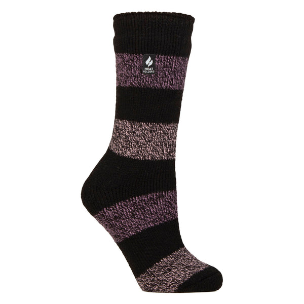 Ladies Wide Stripe Patterned Thermal Socks for Winter
