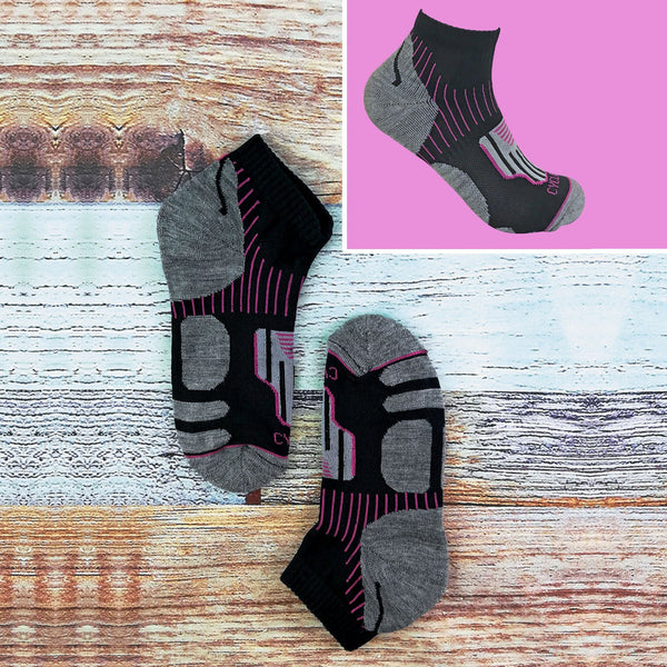 12 Pair Ladies Black Low Cut Cycling Socks Ideal for Running, Gym & Sport