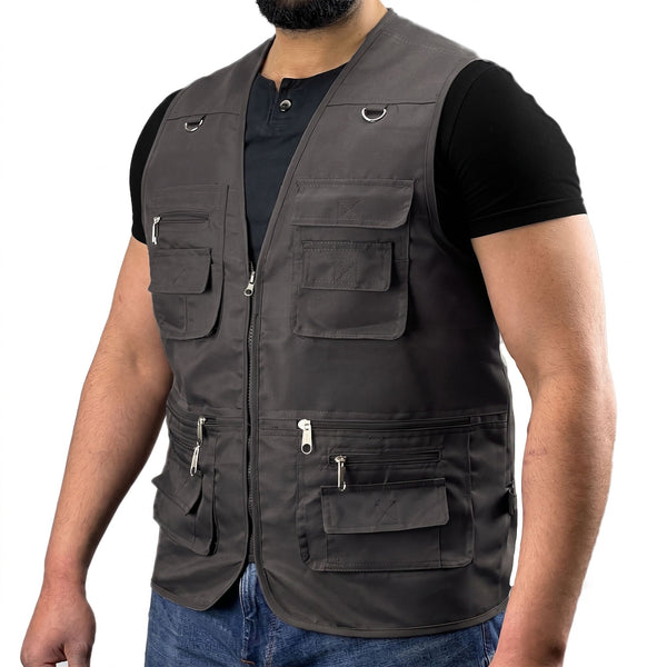 Mens Multi Pocket Utility Vest | Hiking Waistcoat | Fishing Vest