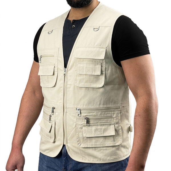 Mens Multi Pocket Utility Vest | Hiking Waistcoat | Fishing Vest