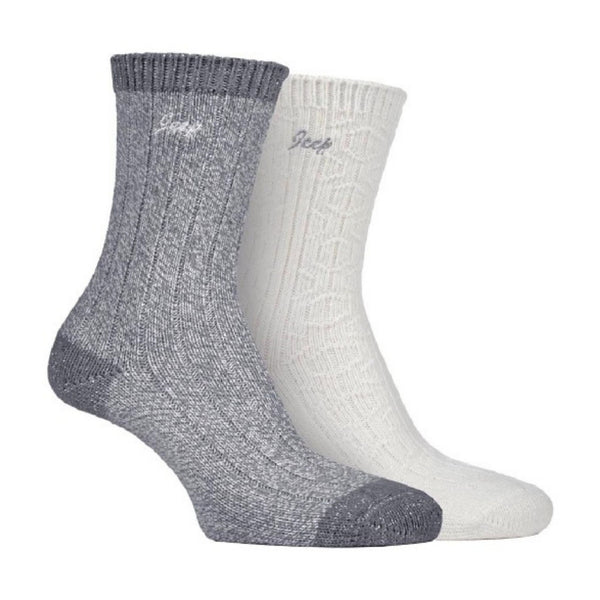 2 Pack Ladies Supersoft Warm Ribbed Thick Hiking Boot Socks