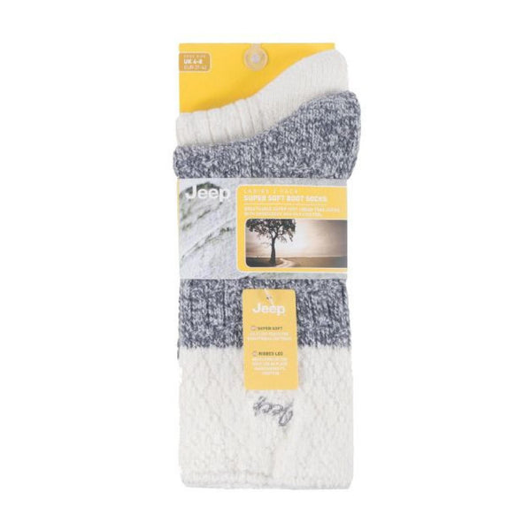 2 Pack Ladies Supersoft Warm Ribbed Thick Hiking Boot Socks