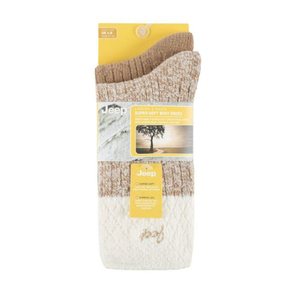 2 Pack Ladies Supersoft Warm Ribbed Thick Hiking Boot Socks