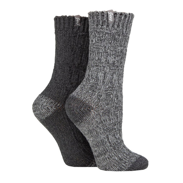 Women's 2-Pack Wool Outdoor Boot Socks | Ribbed Hiking Knit Socks
