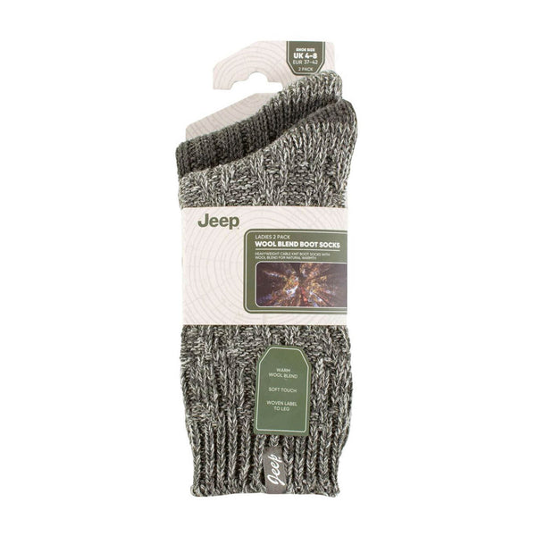 Women's 2-Pack Wool Outdoor Boot Socks | Ribbed Hiking Knit Socks