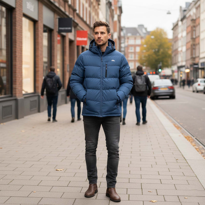 Trespass Mens Padded Casual Jacket Blustery | Quilted Puffer Hooded Coat