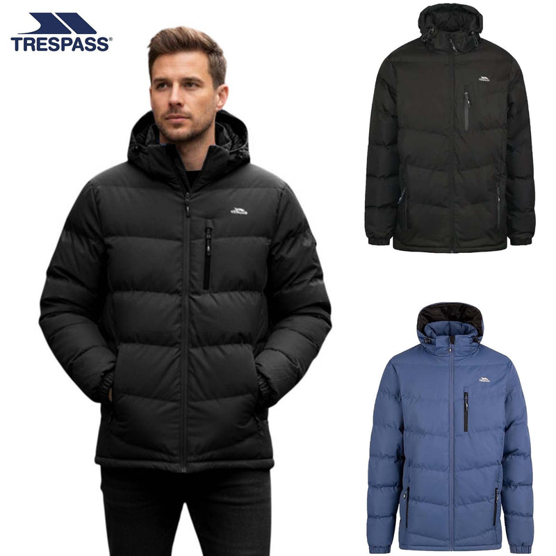 Trespass Mens Padded Casual Jacket Blustery | Quilted Puffer Hooded Coat