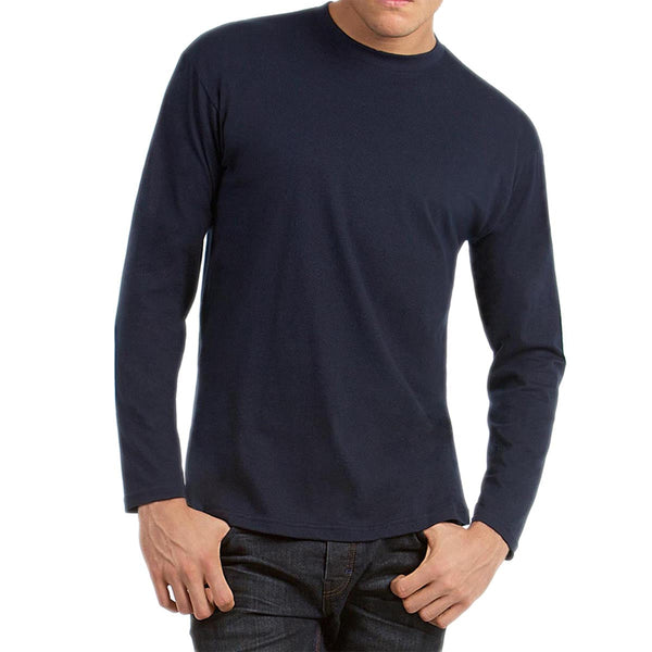 Mens Crew Neck Essential Long Sleeve Cotton T Shirt