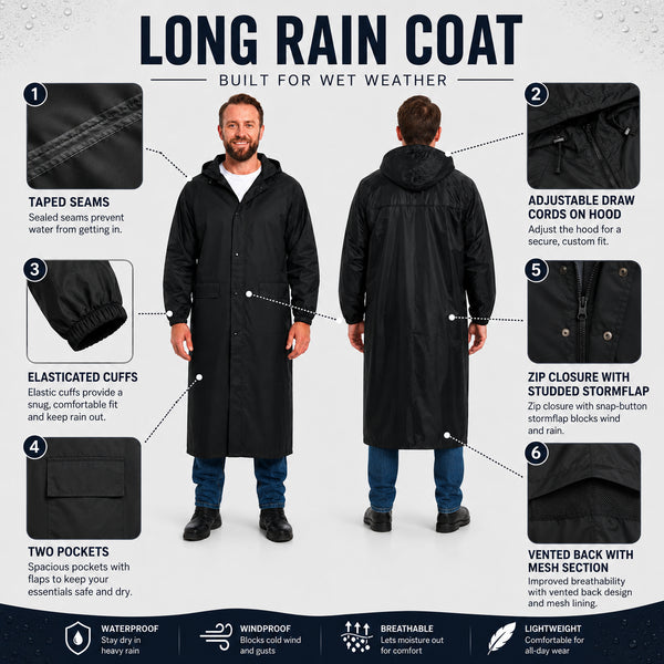 Adults Arctic Storm Orbit Long Length Waterproof Rain Coat