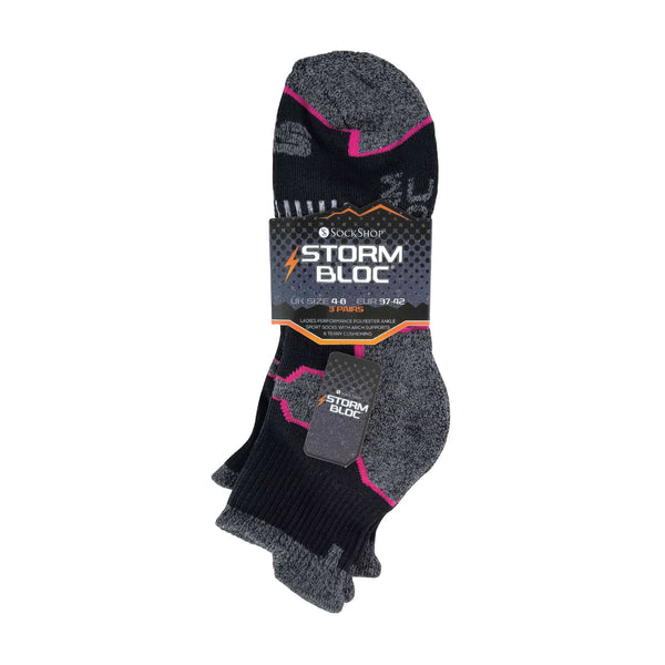 3 Pack Ladies Short Ankle Running Sports Socks with Arch Support
