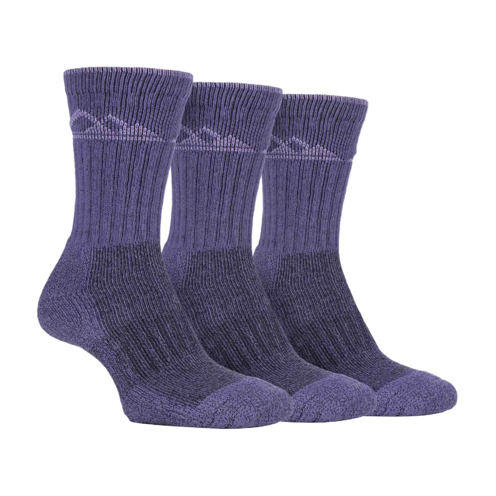 3 Pack Ladies Cushion Sole Outdoor Cotton Rich Hiking Boot Socks