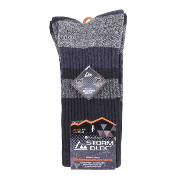 3 Pack Ladies Cushioned Cotton Hiking Socks with Padded Sole