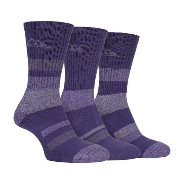 3 Pack Ladies Cushioned Cotton Hiking Socks with Padded Sole