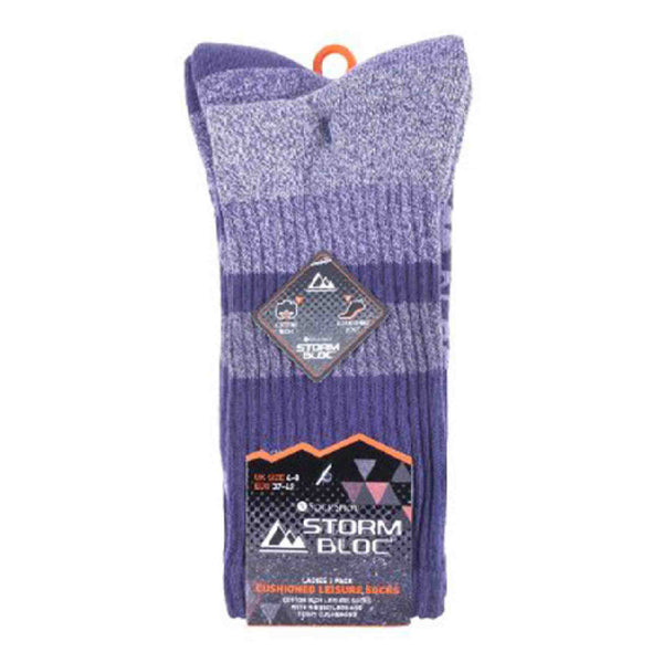 3 Pack Ladies Cushioned Cotton Hiking Socks with Padded Sole