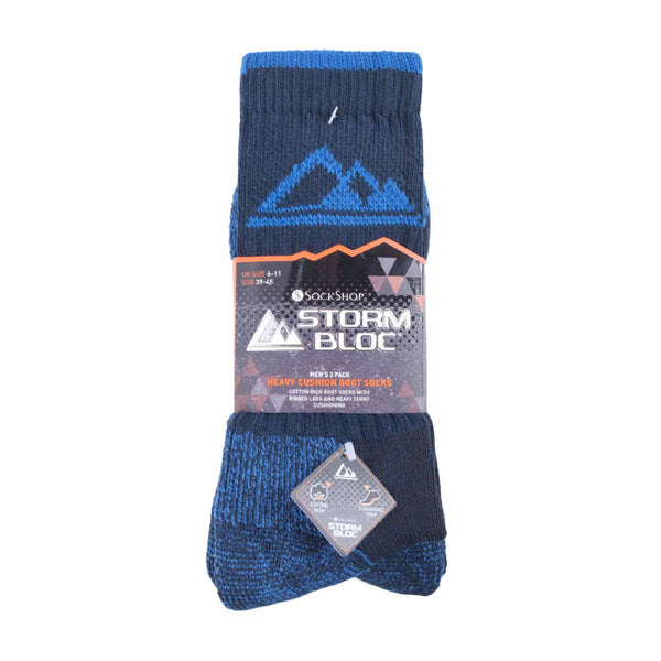 3 Pack Mens Heavy Cushioned Outdoor Cotton Hiking Boot Socks