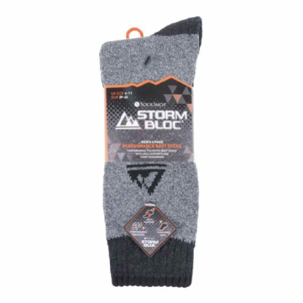 4 Pack Mens Cushion Sole Hiking Work Boot Socks