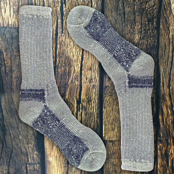 2 Pack Mens Cushioned Heel & Toe Thermal Wool Hiking Socks